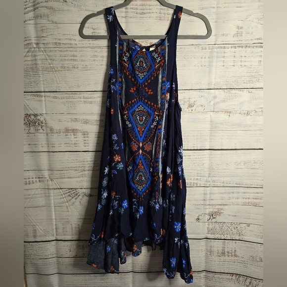 Free People Dress Anka Boarder Print Boho Flare Aztec Floral Print Womans XS - Picture 2 of 7